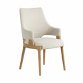 Chaise de salle à manger avec accoudoirs en tissu bouclé crème et structure en bois naturel 56 cm x 58 cm x 80 cm
