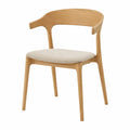 Chaise de salle à manger avec dossier enveloppant en hévéa massif chêne clair assise polyester beige 56 x 54 x 78 cm