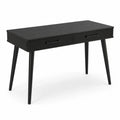 Bureau rectangulaire avec 2 tiroirs 120 cm x 60 cm x 75 cm plateau MDF finition noire pieds en acier noir