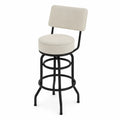 Tabouret de bar avec dossier assise ronde polyester beige acier thermolaqué noir 46 cm x 48 cm x 103 cm