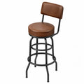 Tabouret de bar pivotant avec dossier assise ronde PU cognac acier thermolaqué noir 50 cm x 50 cm x 104 cm